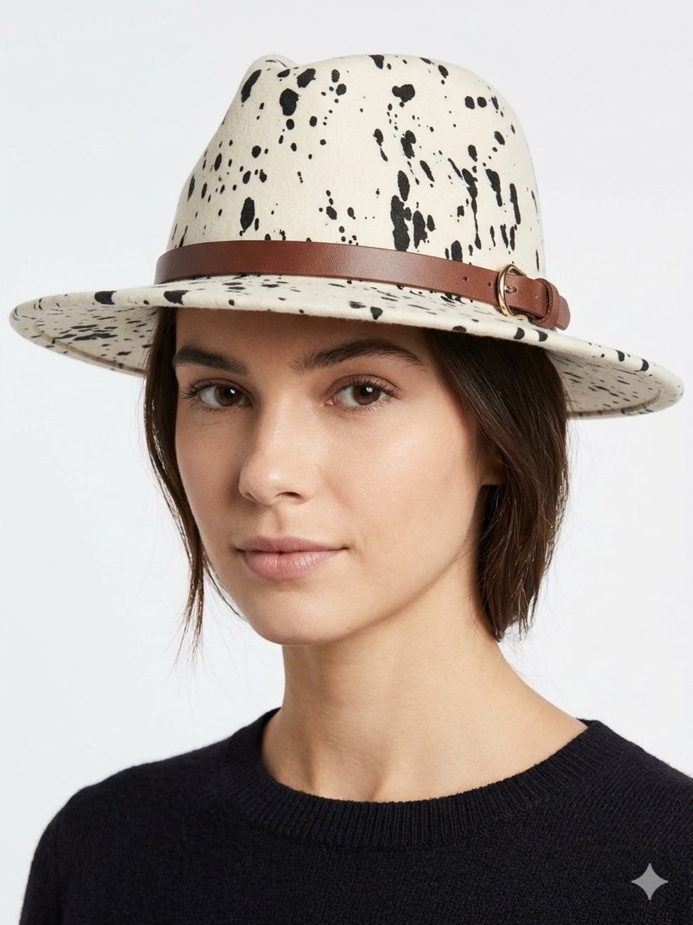 Altar'd State Cream Speckled Fedora with Brown Band